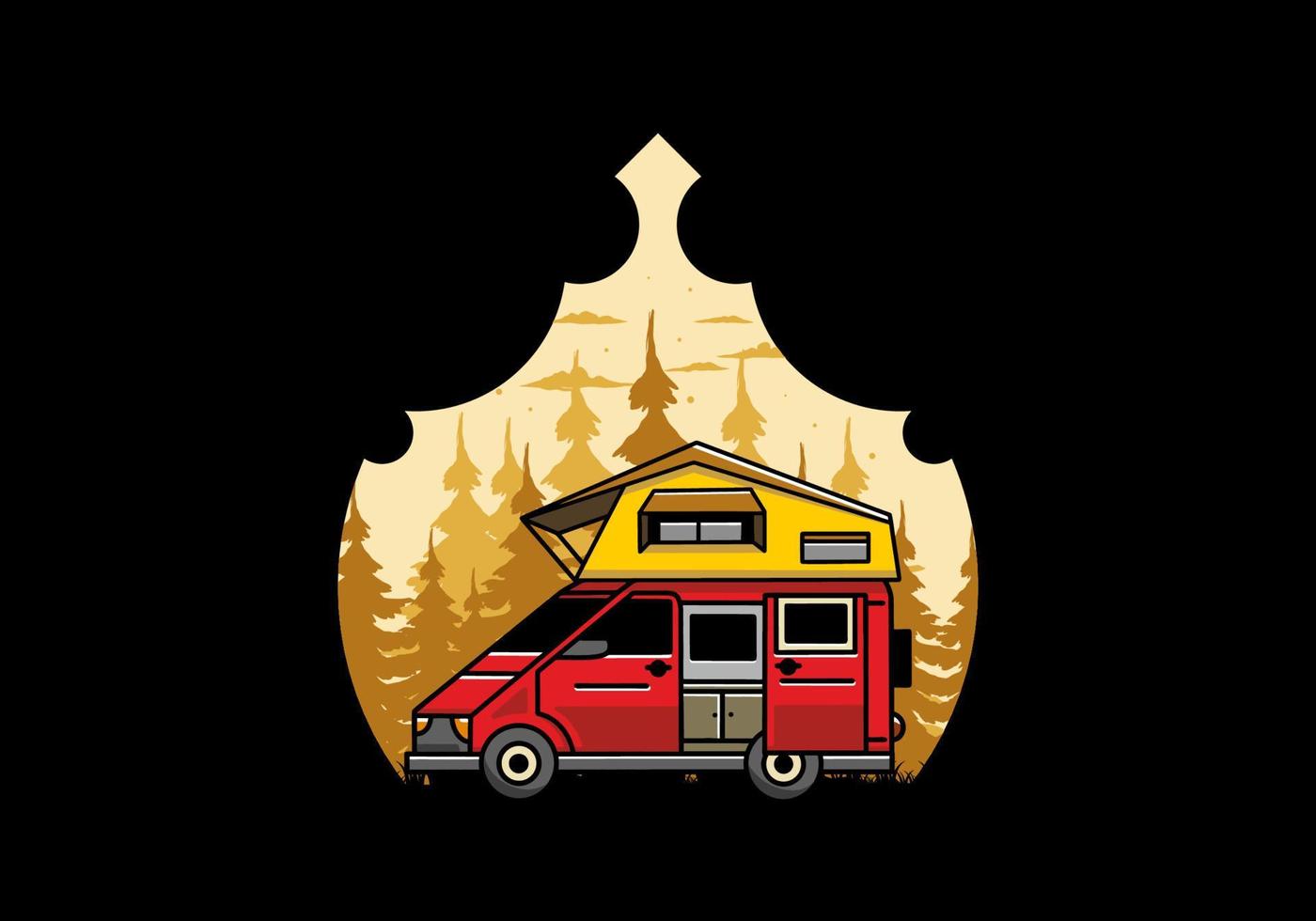 camping auf dachautoillustrationsdesign vektor