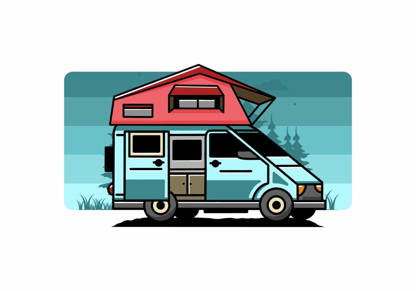 camping auf dachautoillustrationsdesign vektor