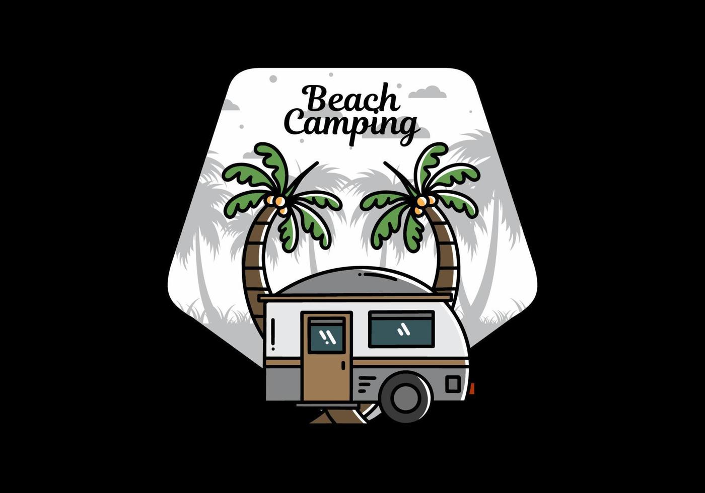 Teardrop Camper und Kokosnussbaum Illustrationsdesign vektor