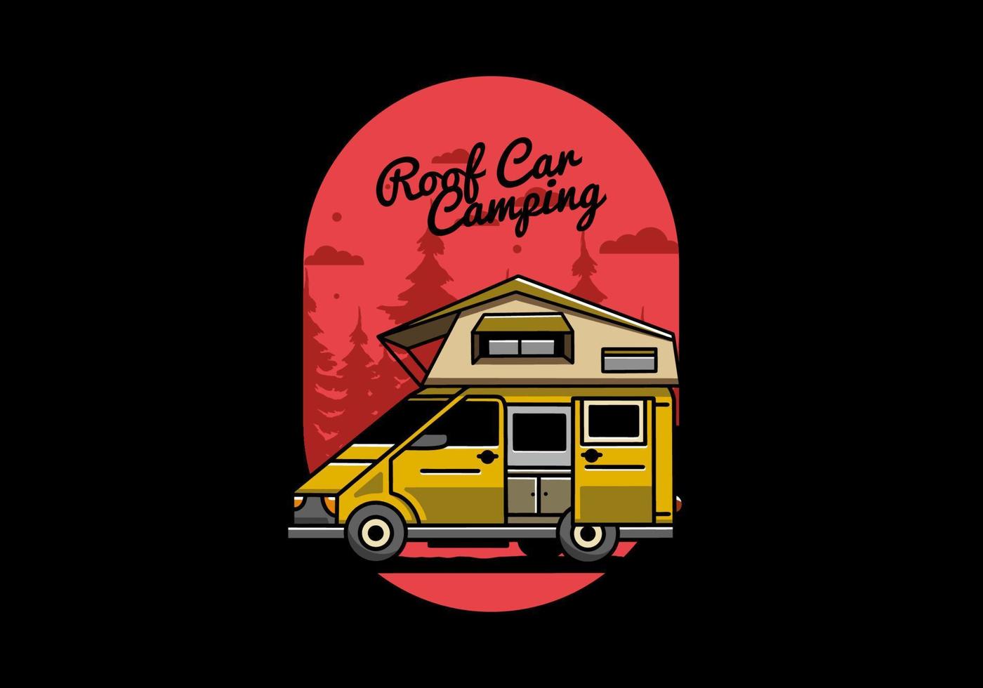 camping auf dachautoillustrationsdesign vektor