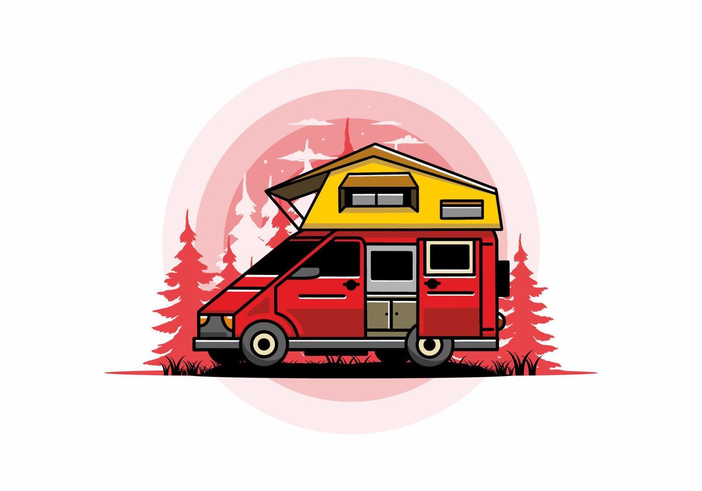 camping på taket bil illustration design vektor