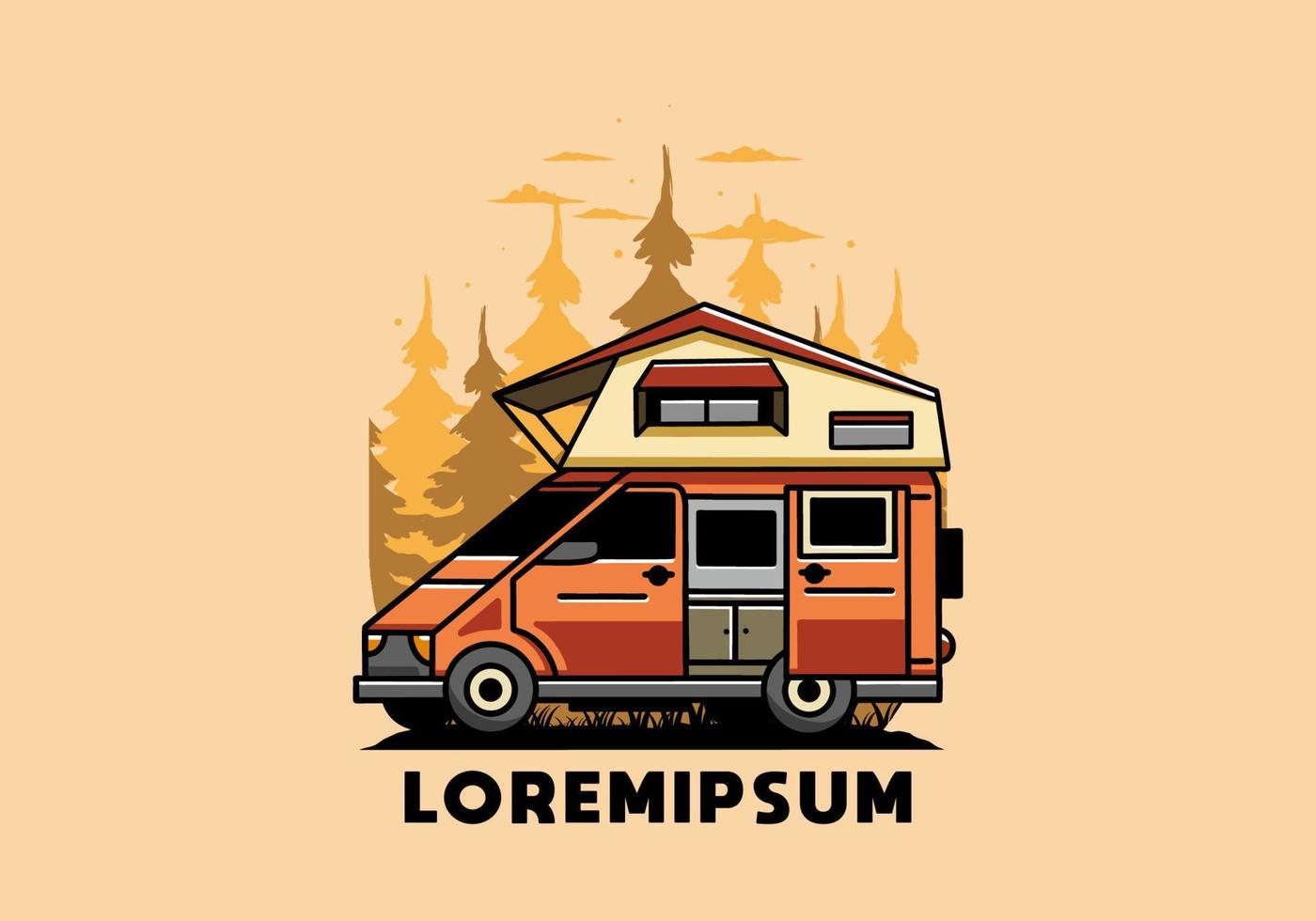 camping på taket bil illustration design vektor