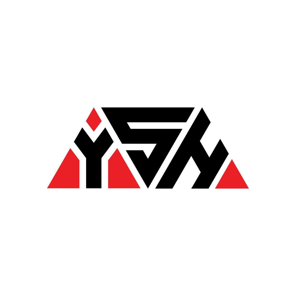 ysh triangel bokstavslogotypdesign med triangelform. ysh triangel logotyp design monogram. ysh triangel vektor logotyp mall med röd färg. ysh triangulär logotyp enkel, elegant och lyxig logotyp. ysh