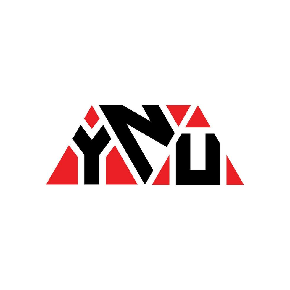 Ynu-Dreieck-Buchstaben-Logo-Design mit Dreiecksform. Ynu-Dreieck-Logo-Design-Monogramm. Ynu-Dreieck-Vektor-Logo-Vorlage mit roter Farbe. ynu dreieckiges Logo einfaches, elegantes und luxuriöses Logo. ynu vektor