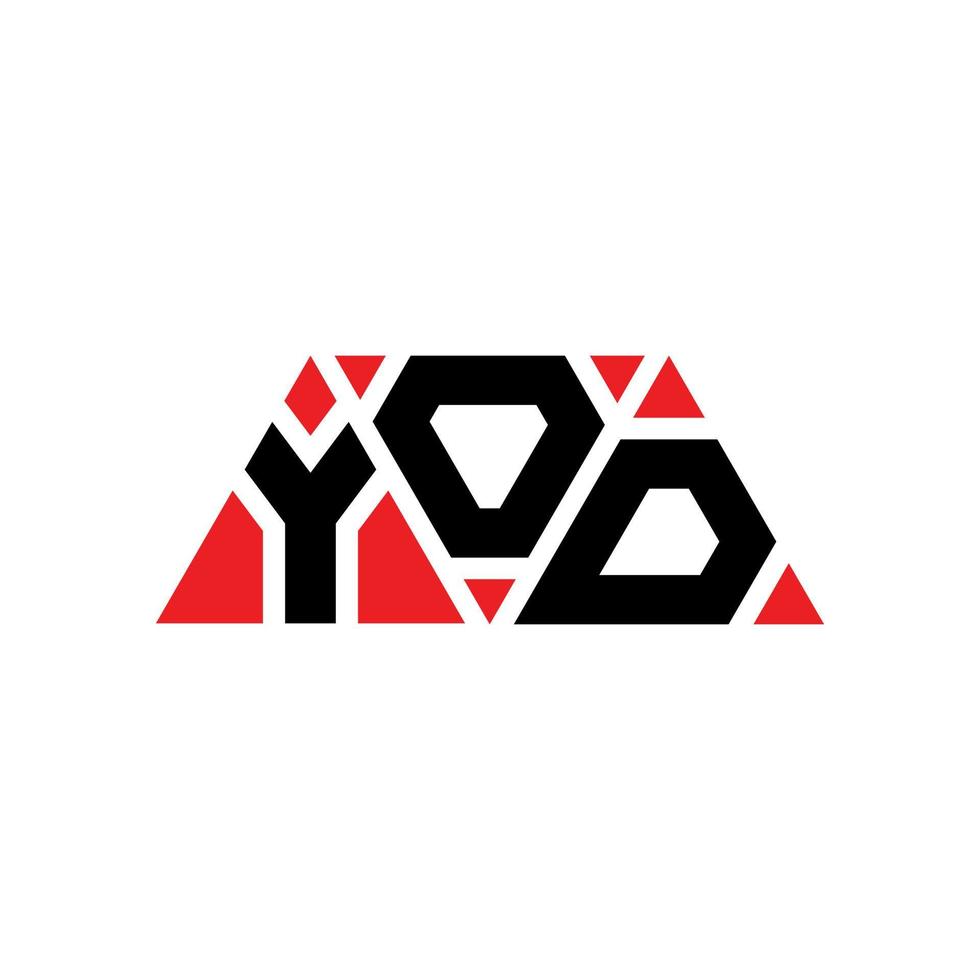 Yod-Dreieck-Buchstaben-Logo-Design mit Dreiecksform. Yod-Dreieck-Logo-Design-Monogramm. Yod-Dreieck-Vektor-Logo-Vorlage mit roter Farbe. Jod dreieckiges Logo einfaches, elegantes und luxuriöses Logo. Jod vektor