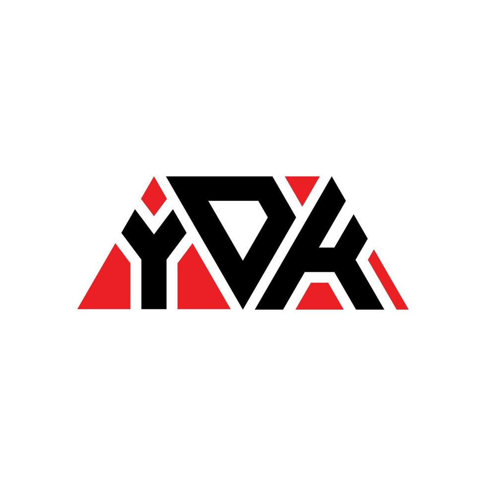 ydk-Dreieck-Buchstaben-Logo-Design mit Dreiecksform. Ydk-Dreieck-Logo-Design-Monogramm. ydk-Dreieck-Vektor-Logo-Vorlage mit roter Farbe. ydk dreieckiges Logo einfaches, elegantes und luxuriöses Logo. jdk vektor