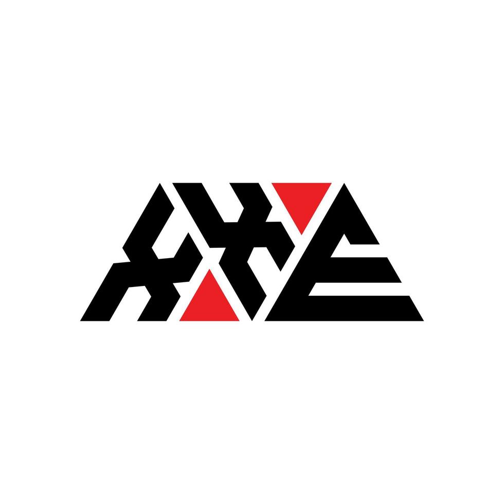 xxe triangel bokstavslogotypdesign med triangelform. xxe triangel logotyp design monogram. xxe triangel vektor logotyp mall med röd färg. xxe triangulär logotyp enkel, elegant och lyxig logotyp. xxe