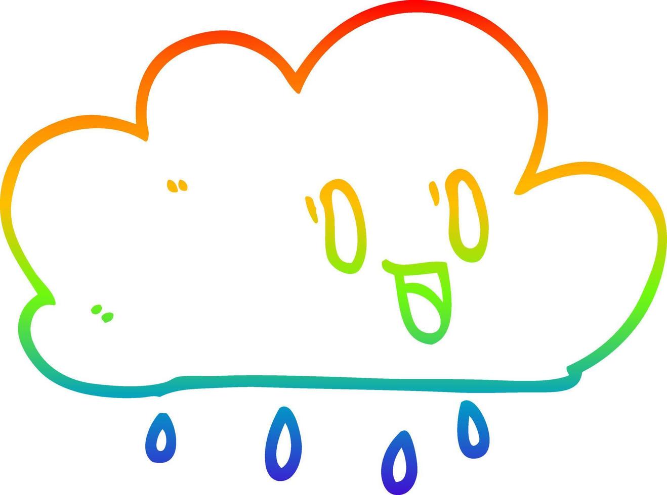 Regenbogen-Gradientenlinie Zeichnung Cartoon ausdrucksstarke Wetterwolke vektor
