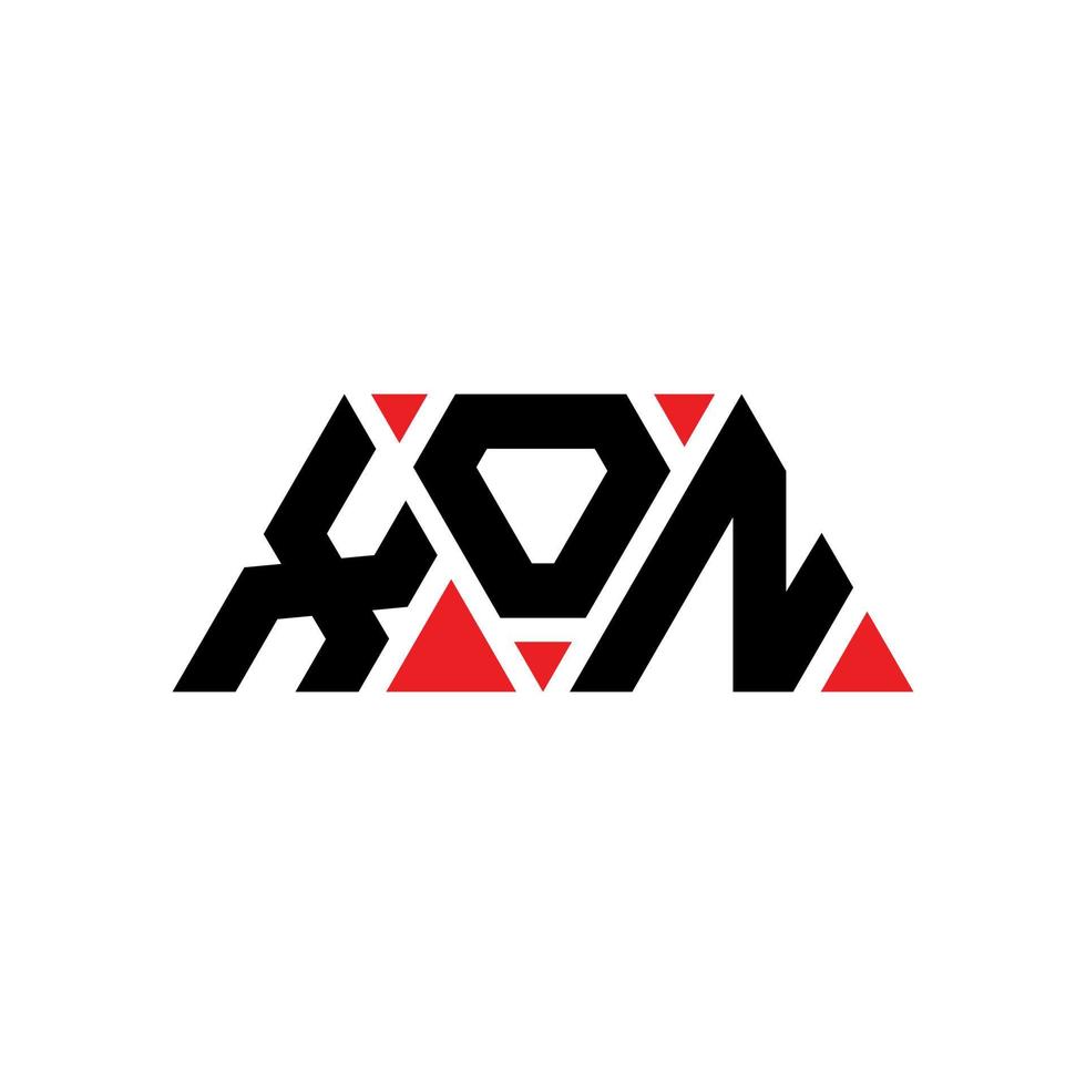xon triangel bokstavslogotypdesign med triangelform. xon triangel logotyp design monogram. xon triangel vektor logotyp mall med röd färg. xon triangulär logotyp enkel, elegant och lyxig logotyp. xon