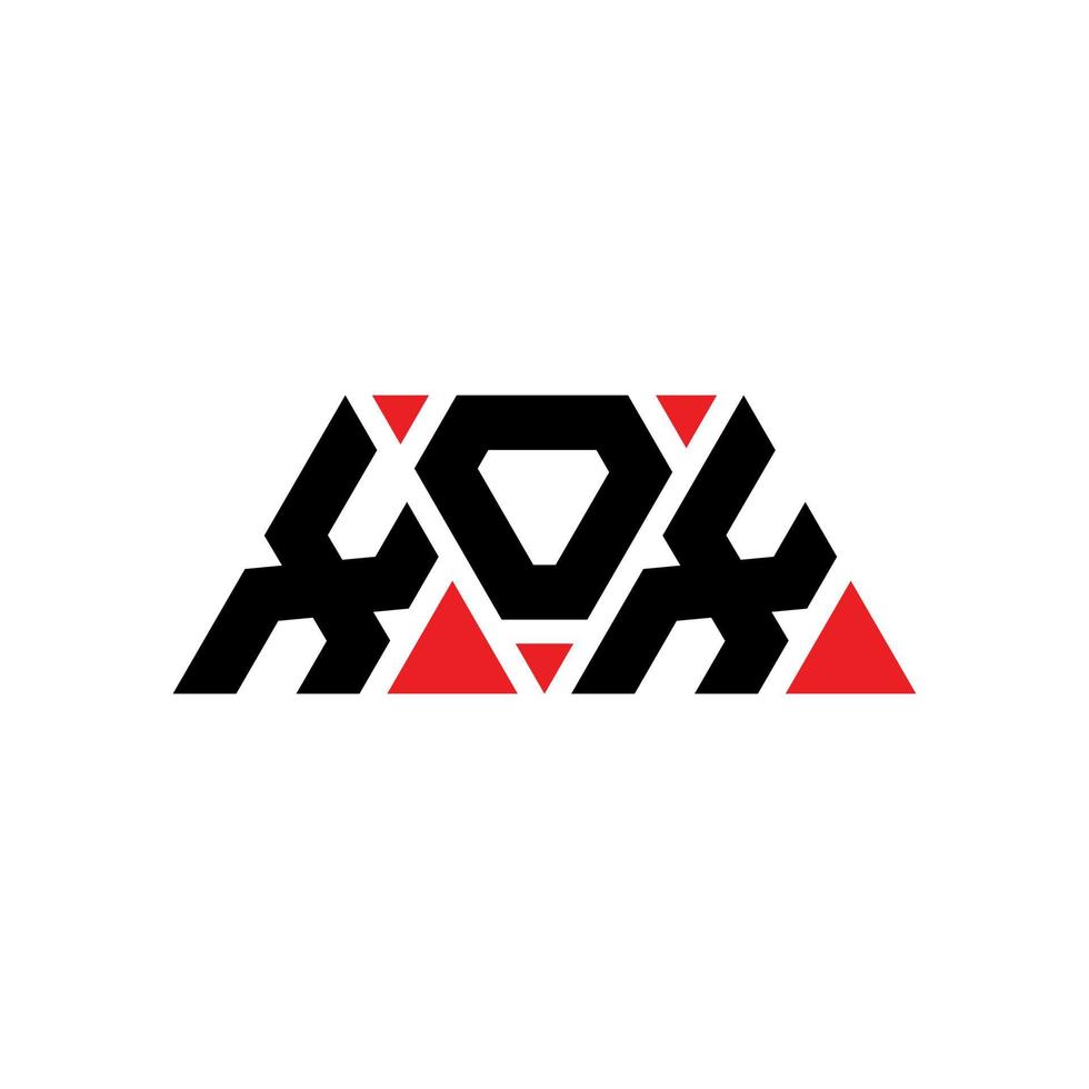 xox triangel bokstavslogotypdesign med triangelform. xox triangel logotyp design monogram. xox triangel vektor logotyp mall med röd färg. xox triangulär logotyp enkel, elegant och lyxig logotyp. xox