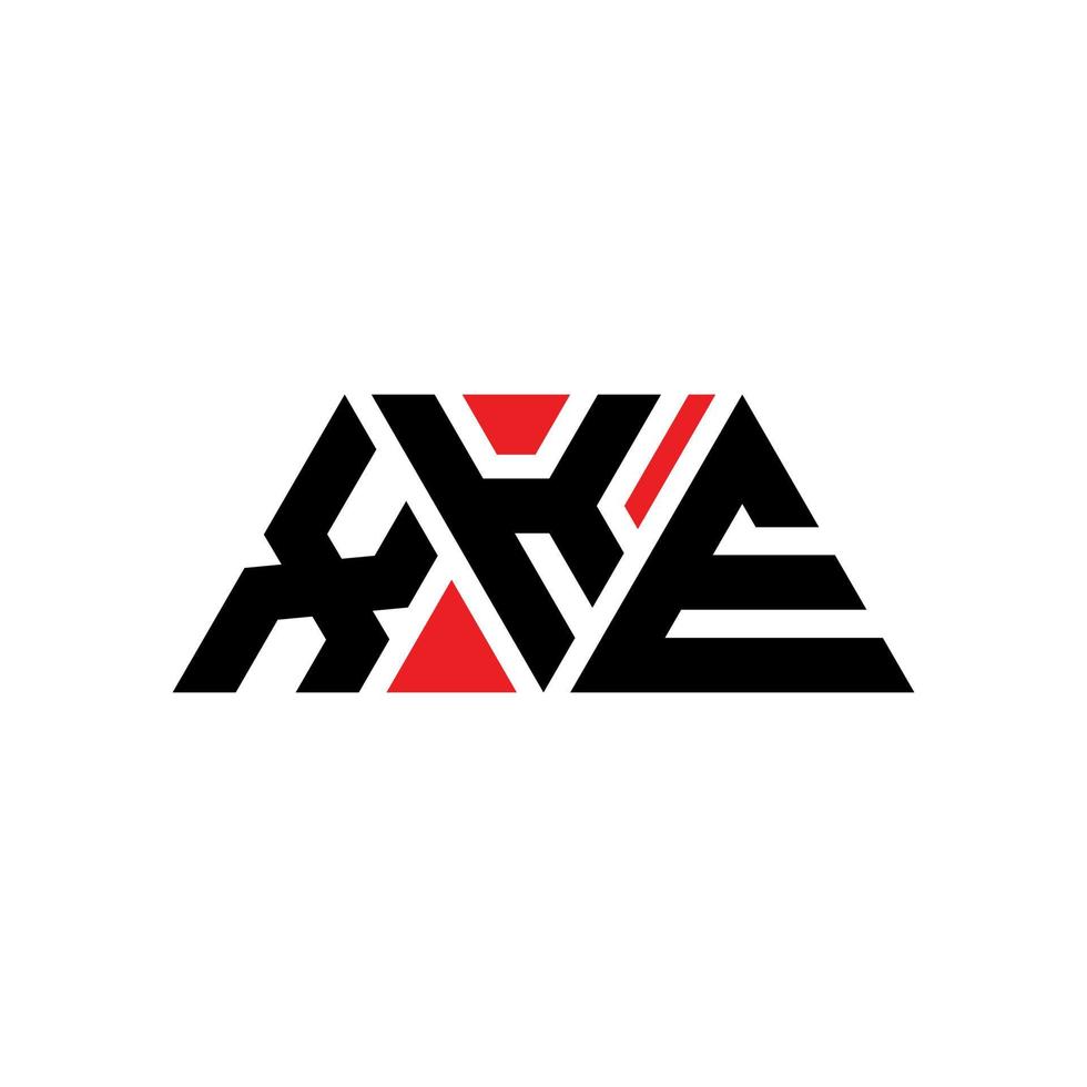 xke triangel bokstavslogotypdesign med triangelform. xke triangel logotyp design monogram. xke triangel vektor logotyp mall med röd färg. xke triangulär logotyp enkel, elegant och lyxig logotyp. xke