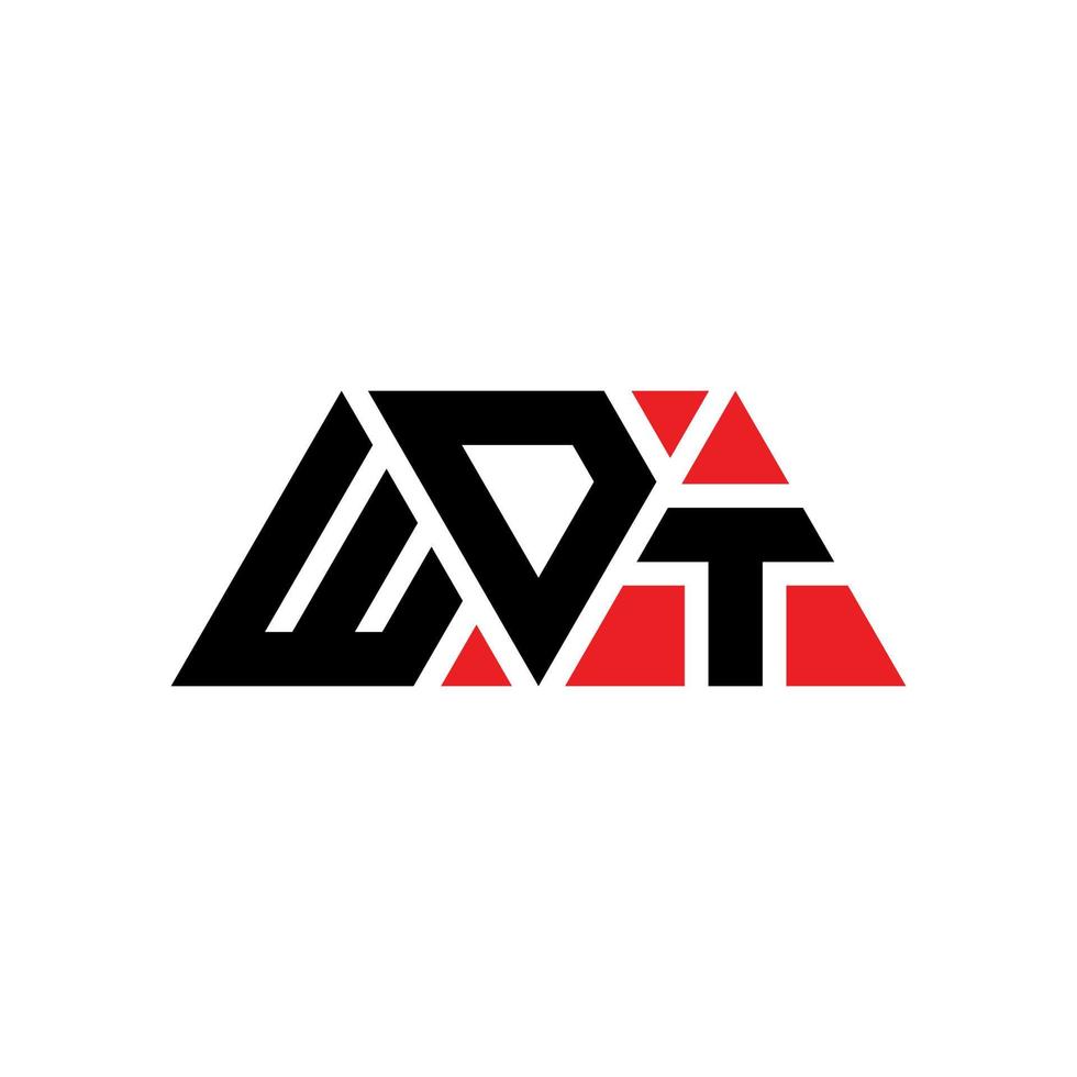wdt-Dreieck-Buchstaben-Logo-Design mit Dreiecksform. wdt-Dreieck-Logo-Design-Monogramm. wdt-Dreieck-Vektor-Logo-Vorlage mit roter Farbe. wdt dreieckiges Logo einfaches, elegantes und luxuriöses Logo. wdt vektor