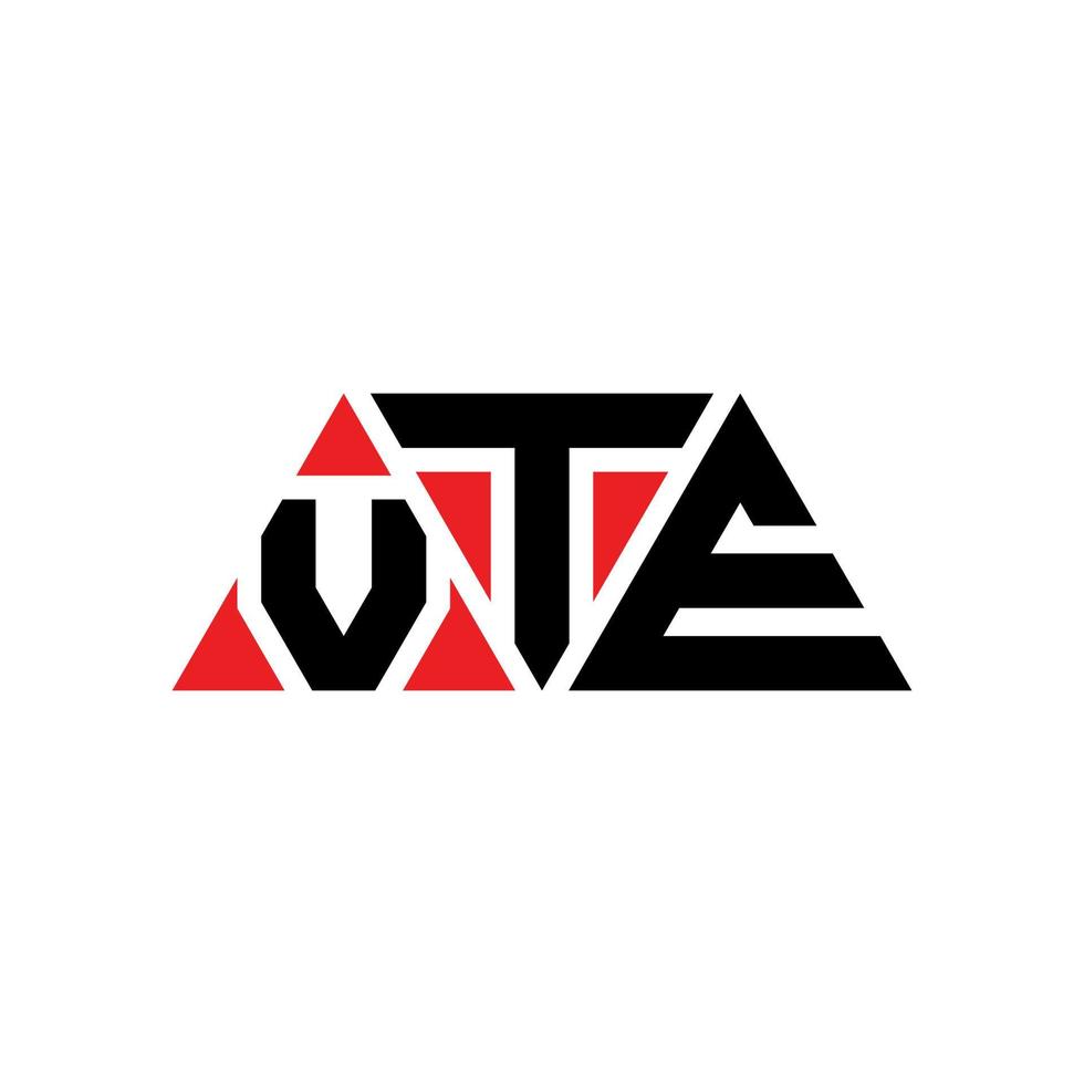 VTE-Dreieck-Buchstaben-Logo-Design mit Dreiecksform. VTE-Dreieck-Logo-Design-Monogramm. VTE-Dreieck-Vektor-Logo-Vorlage mit roter Farbe. vte dreieckiges Logo einfaches, elegantes und luxuriöses Logo. vte vektor