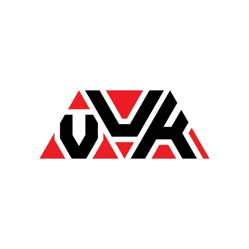 Vuk-Dreieck-Buchstaben-Logo-Design mit Dreiecksform. Vuk-Dreieck-Logo-Design-Monogramm. Vuk-Dreieck-Vektor-Logo-Vorlage mit roter Farbe. Vuk dreieckiges Logo einfaches, elegantes und luxuriöses Logo. vuk vektor