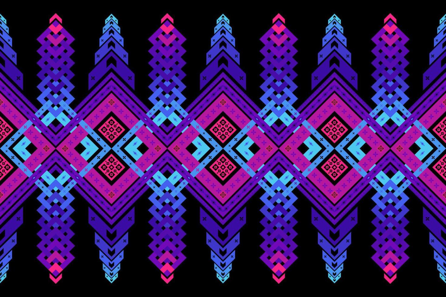 geometriska sömlösa mönster. design för tyg, tapeter, bakgrund, matta, kläder. tribal etnisk vektor textur. vektor illustration. rosa, lila, blå, cyan, svart färg.