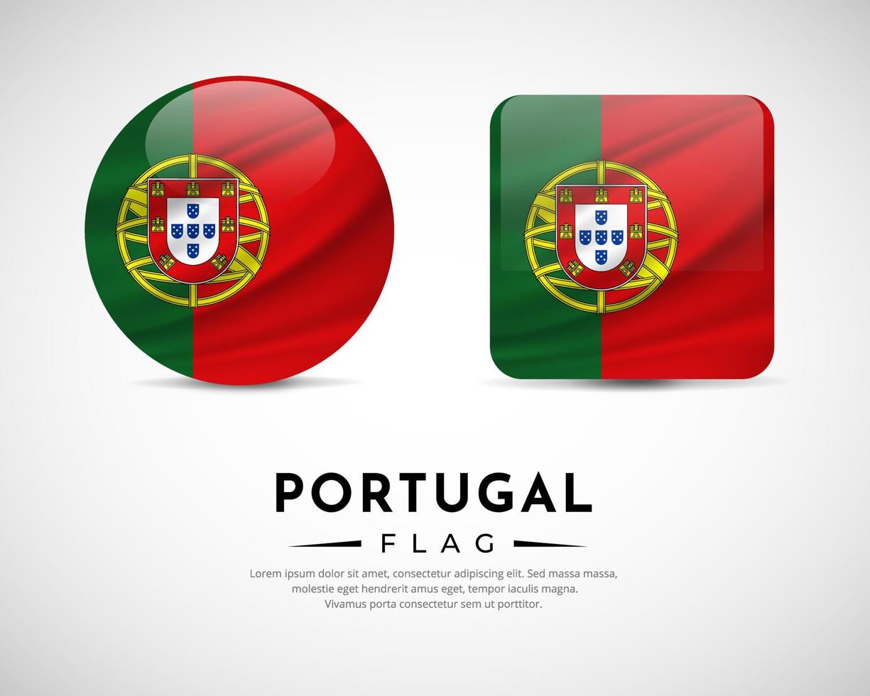 samling av portugal flagga emblem ikon. Portugal flagga symbol ikon vektor