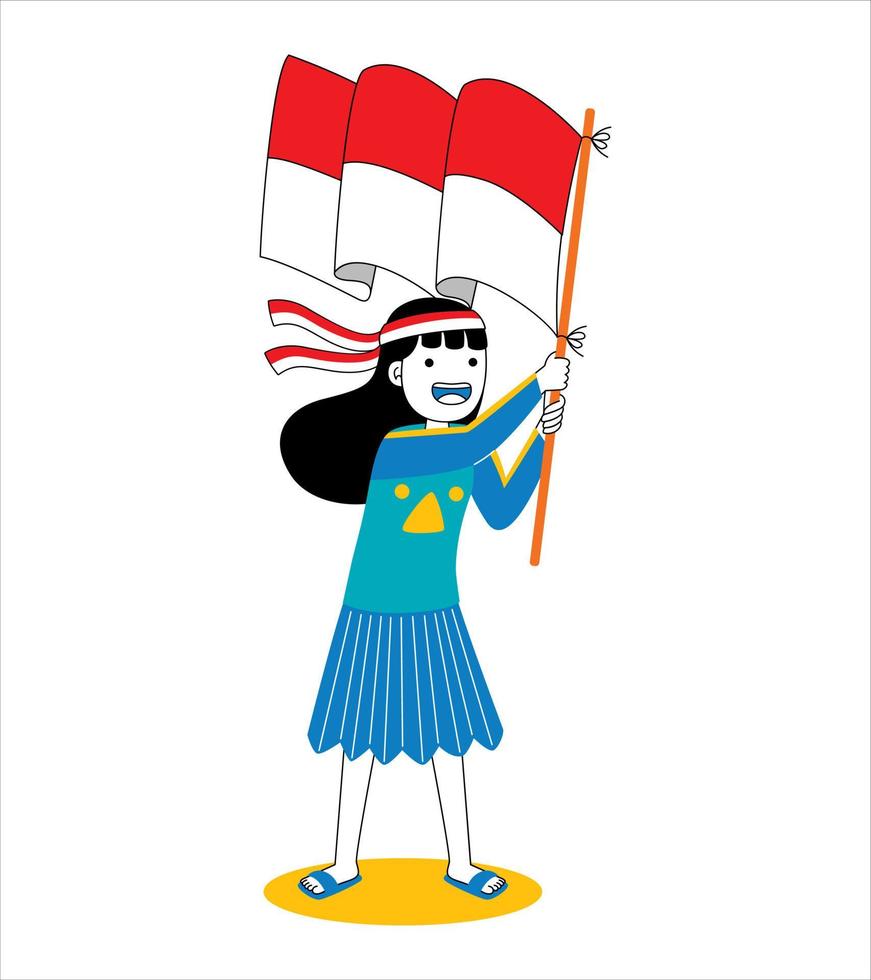 kvinna firar Indonesiens självständighetsdag vektor