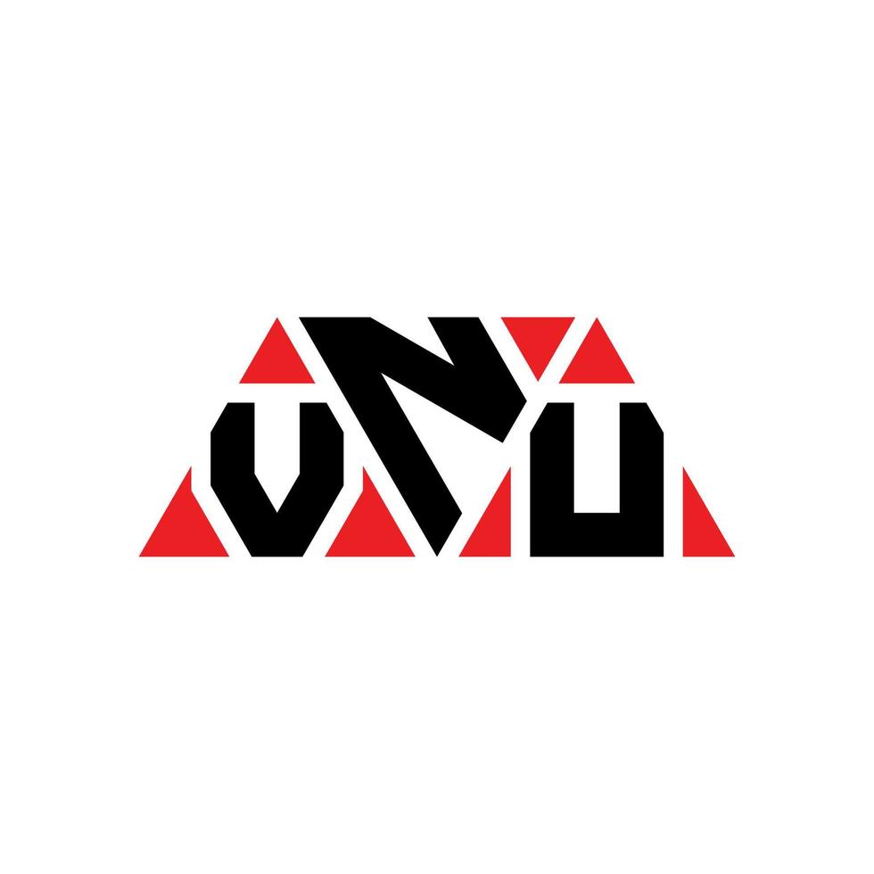 Vnu-Dreieck-Buchstaben-Logo-Design mit Dreiecksform. Vnu-Dreieck-Logo-Design-Monogramm. vnu-Dreieck-Vektor-Logo-Vorlage mit roter Farbe. vnu dreieckiges Logo einfaches, elegantes und luxuriöses Logo. vnu vektor