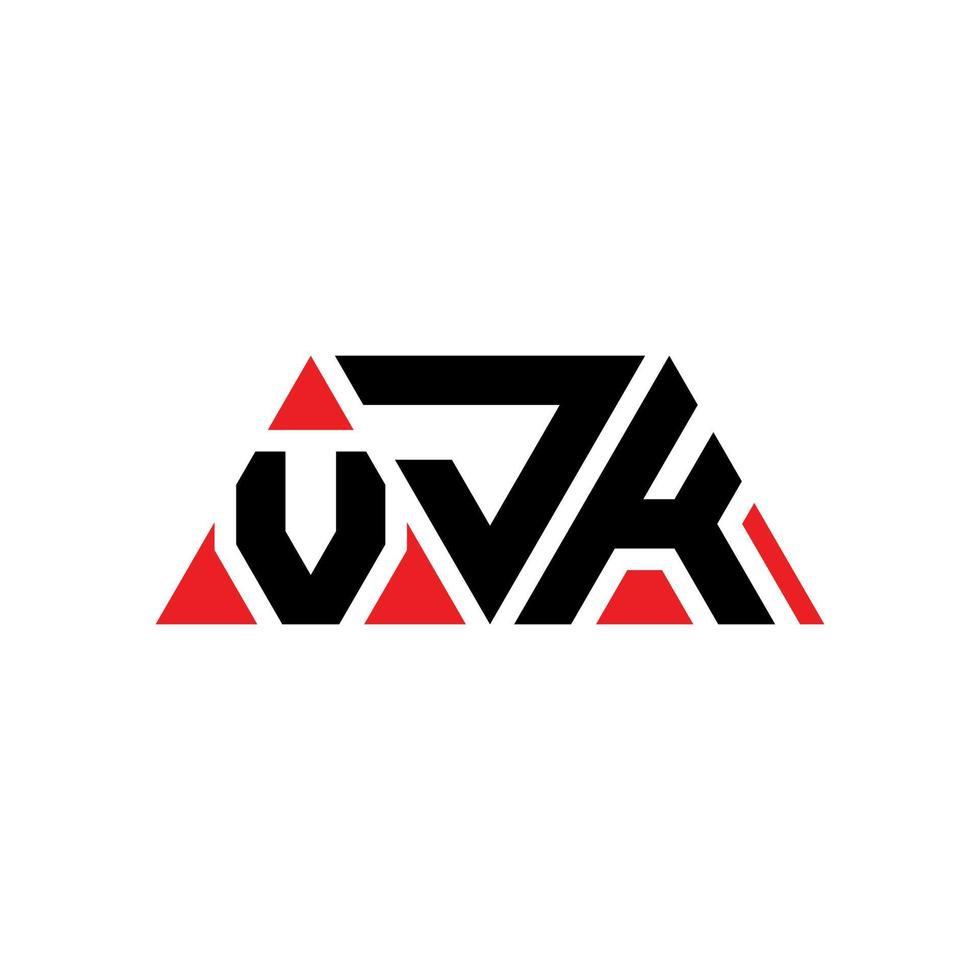 vjk Dreiecksbuchstaben-Logo-Design mit Dreiecksform. VJK-Dreieck-Logo-Design-Monogramm. vjk-Dreieck-Vektor-Logo-Vorlage mit roter Farbe. vjk dreieckiges Logo einfaches, elegantes und luxuriöses Logo. vjk vektor