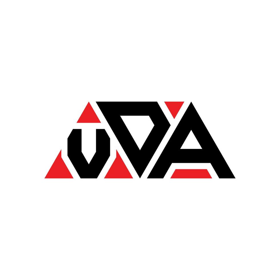 VDA-Dreieck-Buchstaben-Logo-Design mit Dreiecksform. VDA-Dreieck-Logo-Design-Monogramm. VDA-Dreieck-Vektor-Logo-Vorlage mit roter Farbe. VDA dreieckiges Logo einfaches, elegantes und luxuriöses Logo. vda vektor