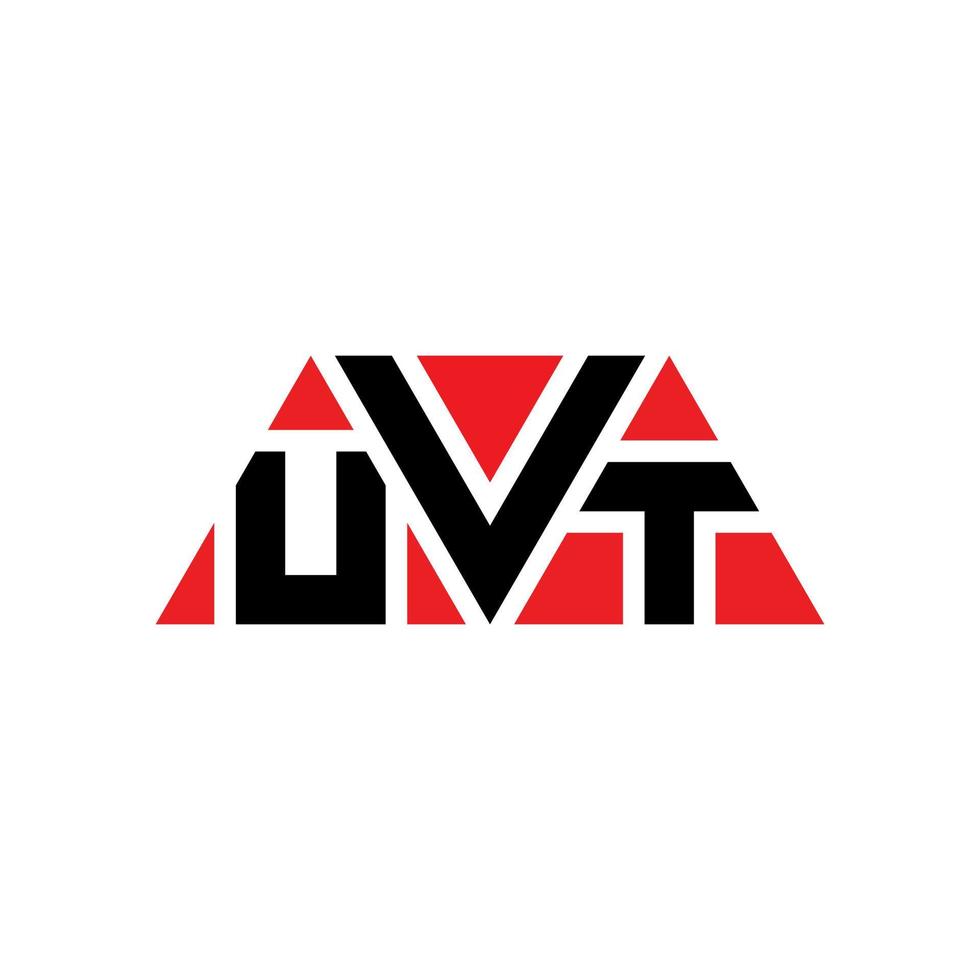 uvt-Dreieck-Buchstaben-Logo-Design mit Dreiecksform. UVT-Dreieck-Logo-Design-Monogramm. UVT-Dreieck-Vektor-Logo-Vorlage mit roter Farbe. uvt dreieckiges Logo einfaches, elegantes und luxuriöses Logo. uvt vektor