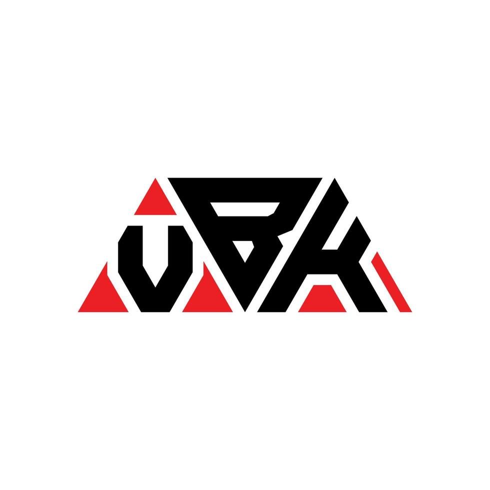 vbk-Dreieck-Buchstaben-Logo-Design mit Dreiecksform. vbk-Dreieck-Logo-Design-Monogramm. vbk-Dreieck-Vektor-Logo-Vorlage mit roter Farbe. vbk dreieckiges Logo einfaches, elegantes und luxuriöses Logo. vbk vektor