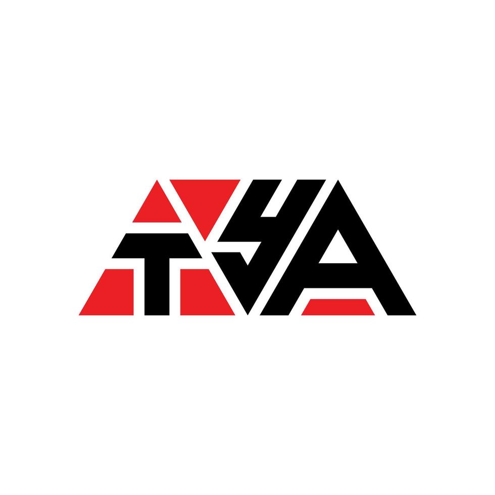 Tya-Dreieck-Buchstaben-Logo-Design mit Dreiecksform. Tya-Dreieck-Logo-Design-Monogramm. Tya-Dreieck-Vektor-Logo-Vorlage mit roter Farbe. Tya dreieckiges Logo einfaches, elegantes und luxuriöses Logo. Tya vektor