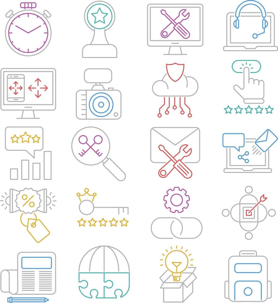 Thin-Line-Icons Set von Suchmaschinen-Optimierungs-Icons, einfaches Mono-Line-Piktogramm-Pack, Vektor-Logo-Konzept, Web-Grafik. Vektorsymbole. vektor