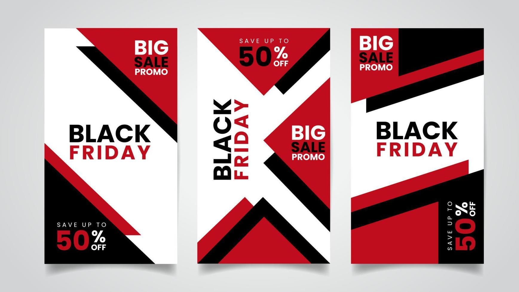 Black Friday Sale Social Media Story Template Banner. satz von social-media-webbannern zum einkauf, verkauf. vektor