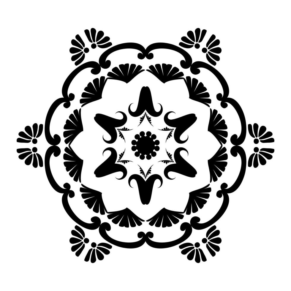 mehndi mönster, mandala. återanvändbara schabloner för blommålning. för design av vägg, menyer, bröllopsinbjudningar eller etiketter, för laserskärning, intarsia. digital grafik. svartvitt. vektor