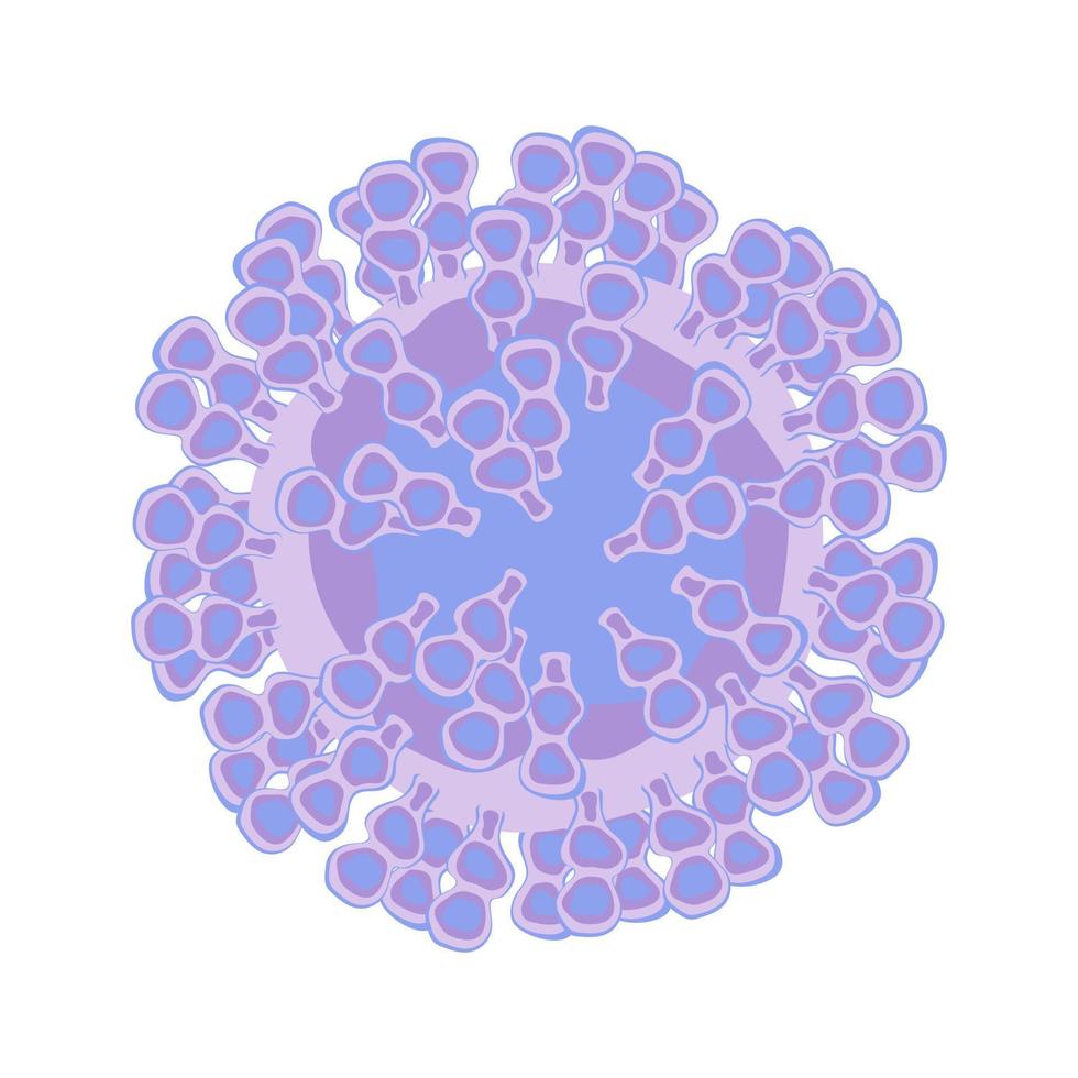 virus eller bakteriecell isolerad på vit bakgrund. patogen cell av influensa covid-virus. vektor illustration.