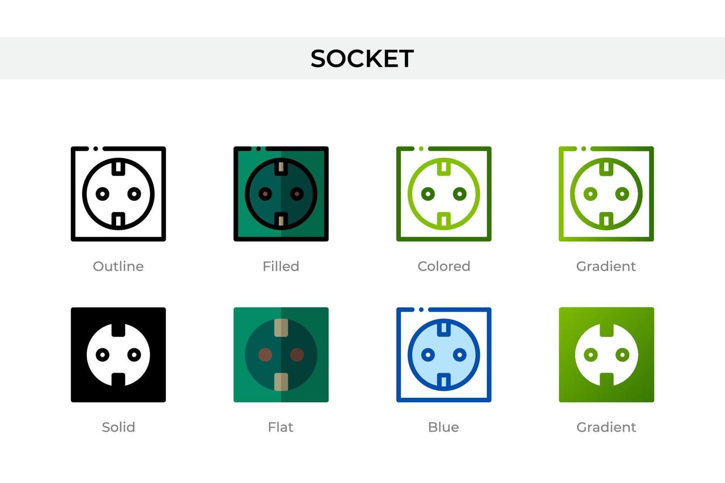 socket ikon i annan stil. socket vektor ikoner designade i kontur, solid, färgad, fylld, gradient och platt stil. symbol, logotyp illustration. vektor illustration