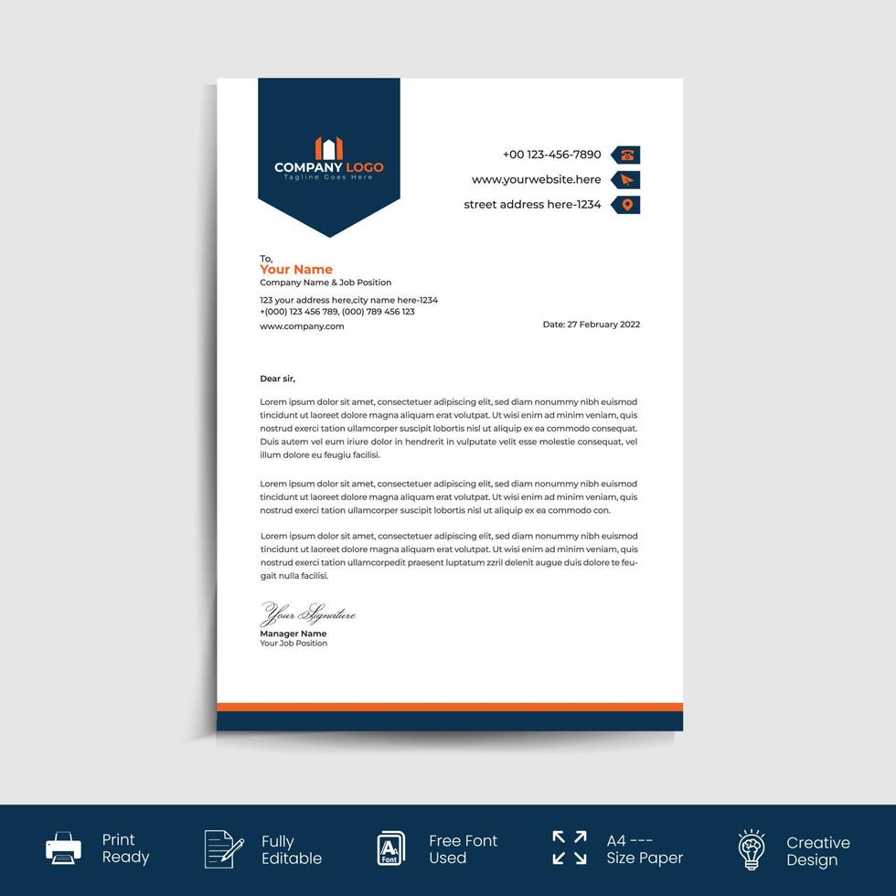 Corporate Business Briefkopf Vektor Template-Design