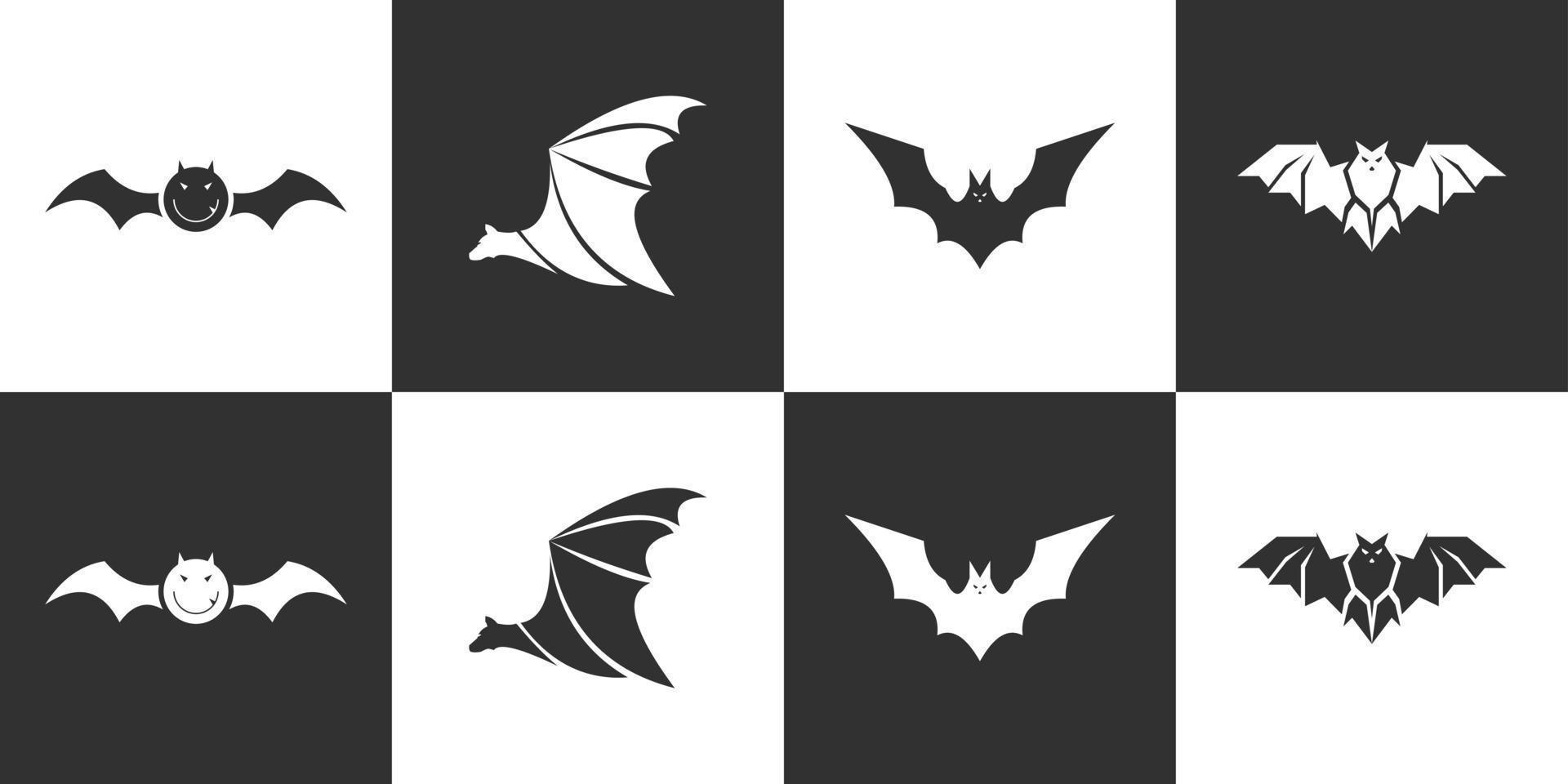 Satz von Fledermaus Illustration Vektor Icon Logo