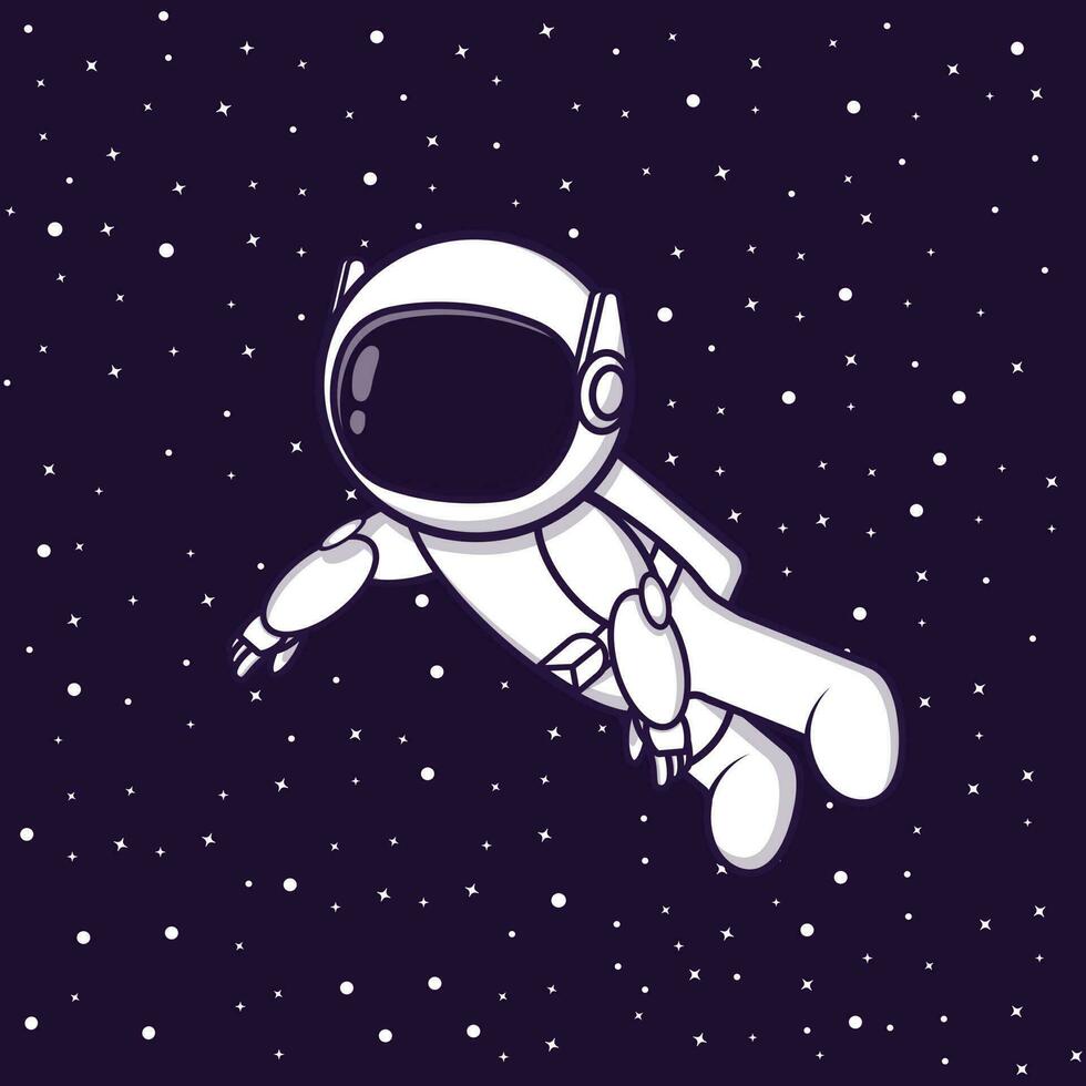 Cartoon niedliches Astronauten-Vektorsymbol, das in den Himmel schwebt. Fantasy-Konzept. einfaches Premium-Design vektor