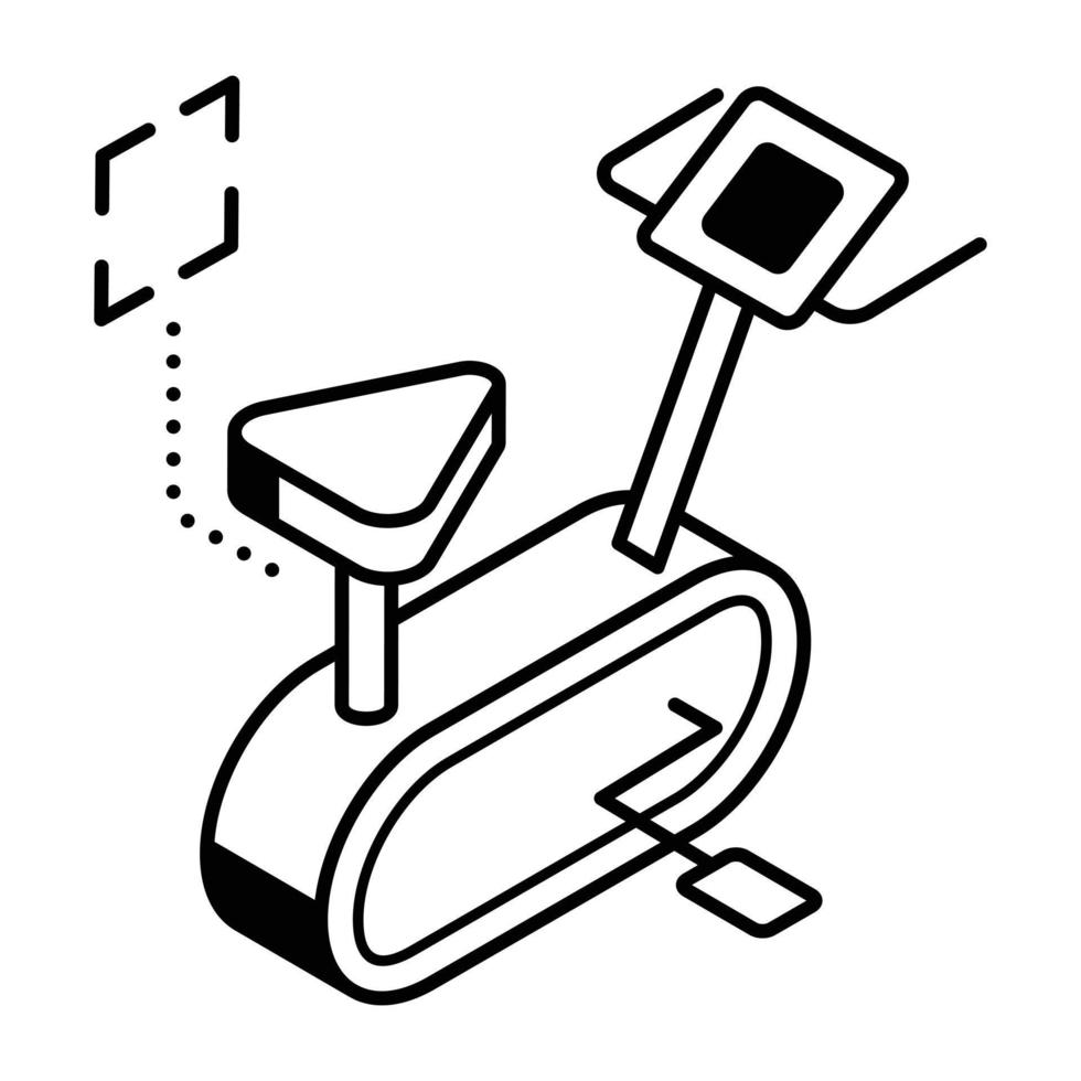 ikon av stationär cykel, en enhet som används som träningsutrustning vektor