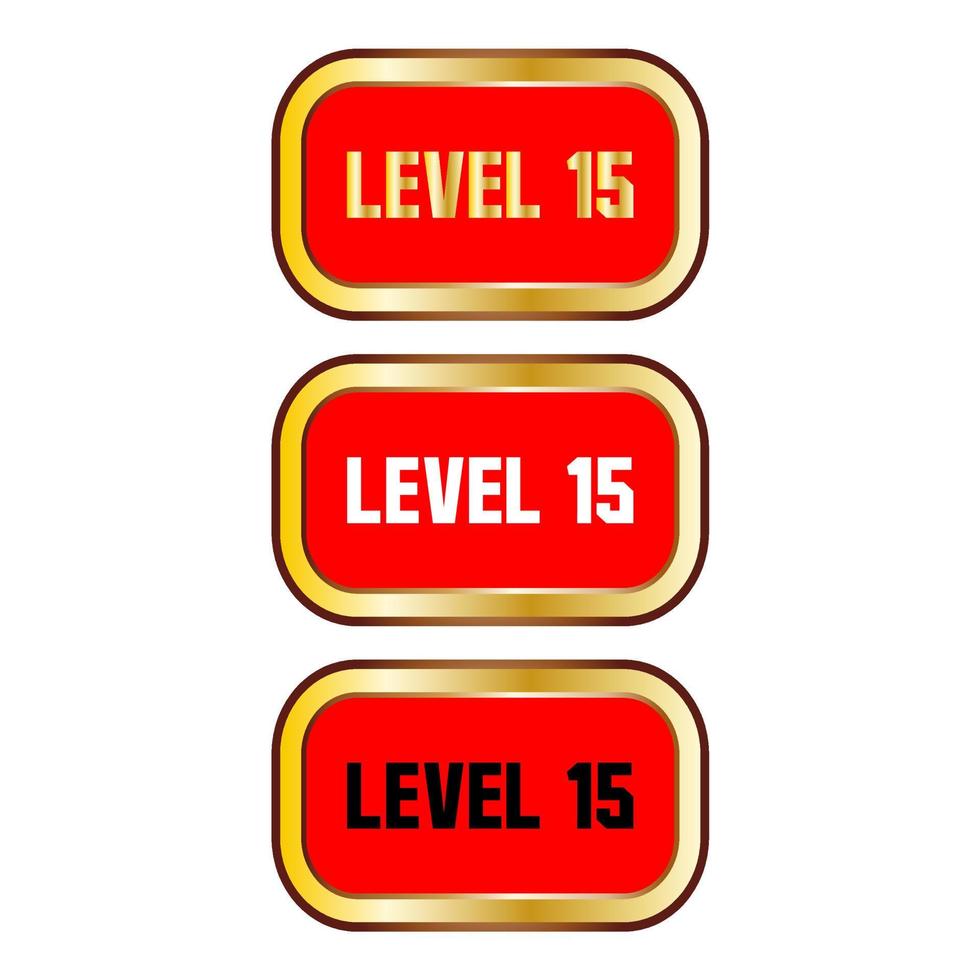 Level 15 Schild in roter Farbe isoliert auf weißem Hintergrund vektor