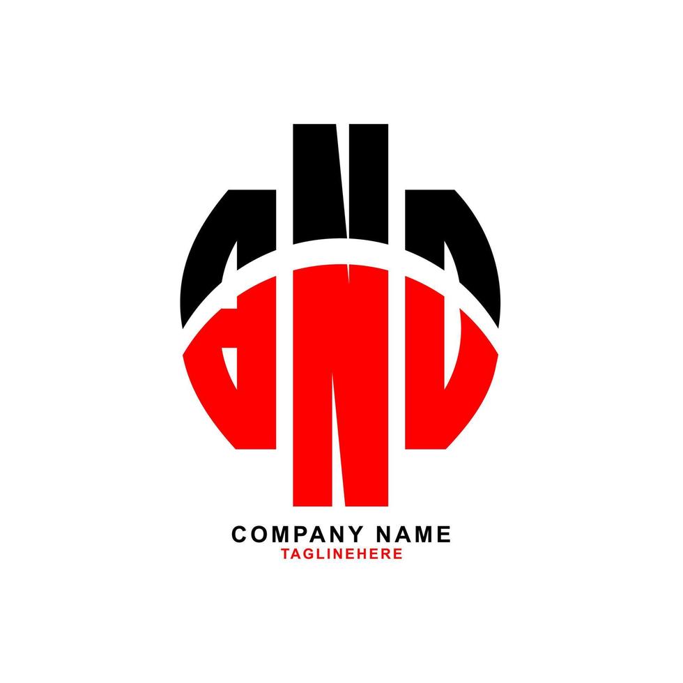 kreatives bnd-brief-logo-design mit weißem hintergrund vektor