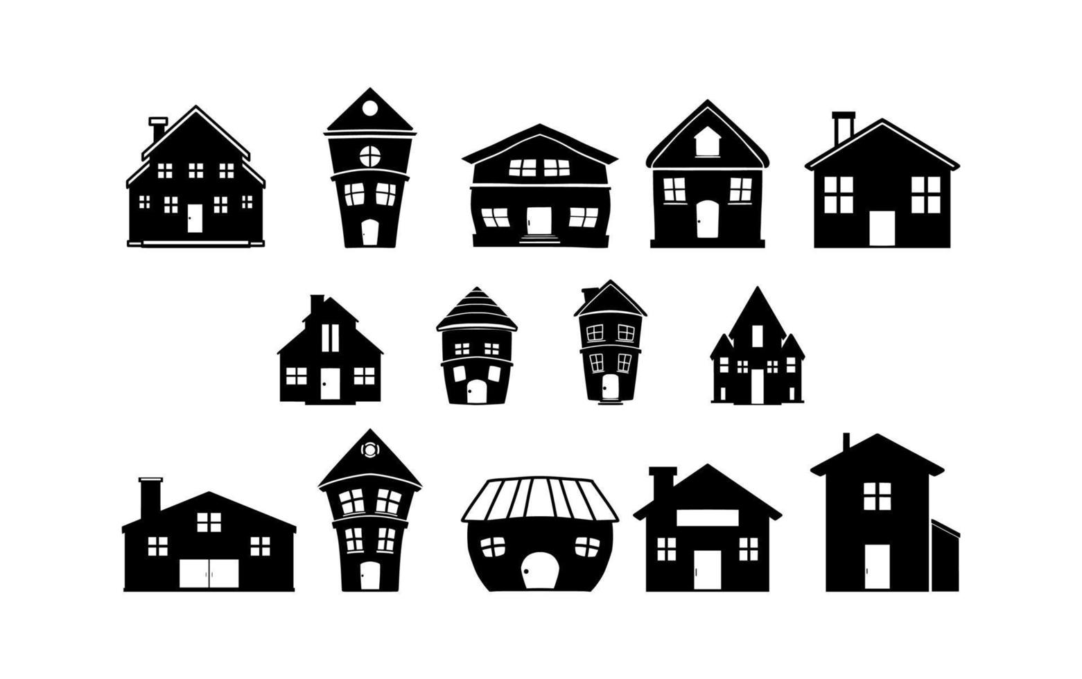 samling av siluett hus illustrationer vektor
