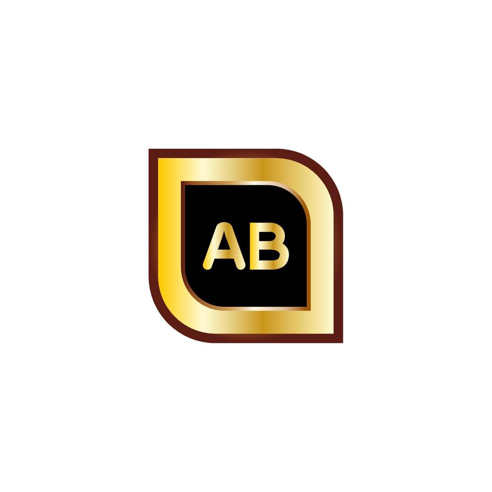 ab-Buchstaben-Kreis-Logo-Design mit goldener Farbe vektor