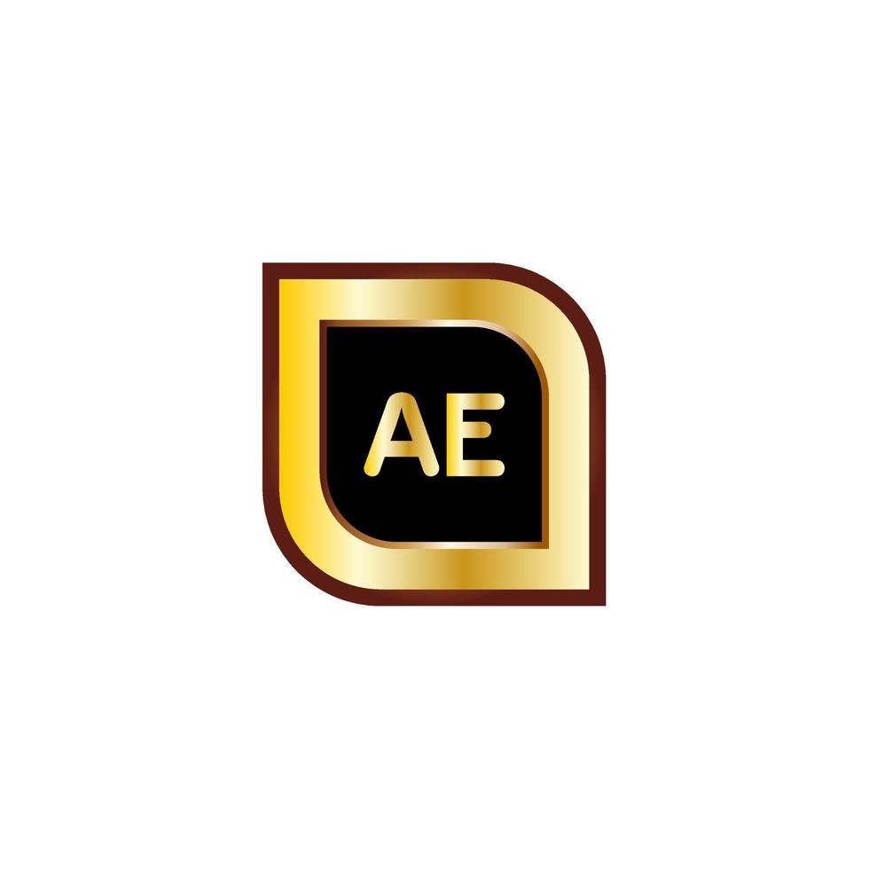 ae-Buchstaben-Kreis-Logo-Design mit goldener Farbe vektor