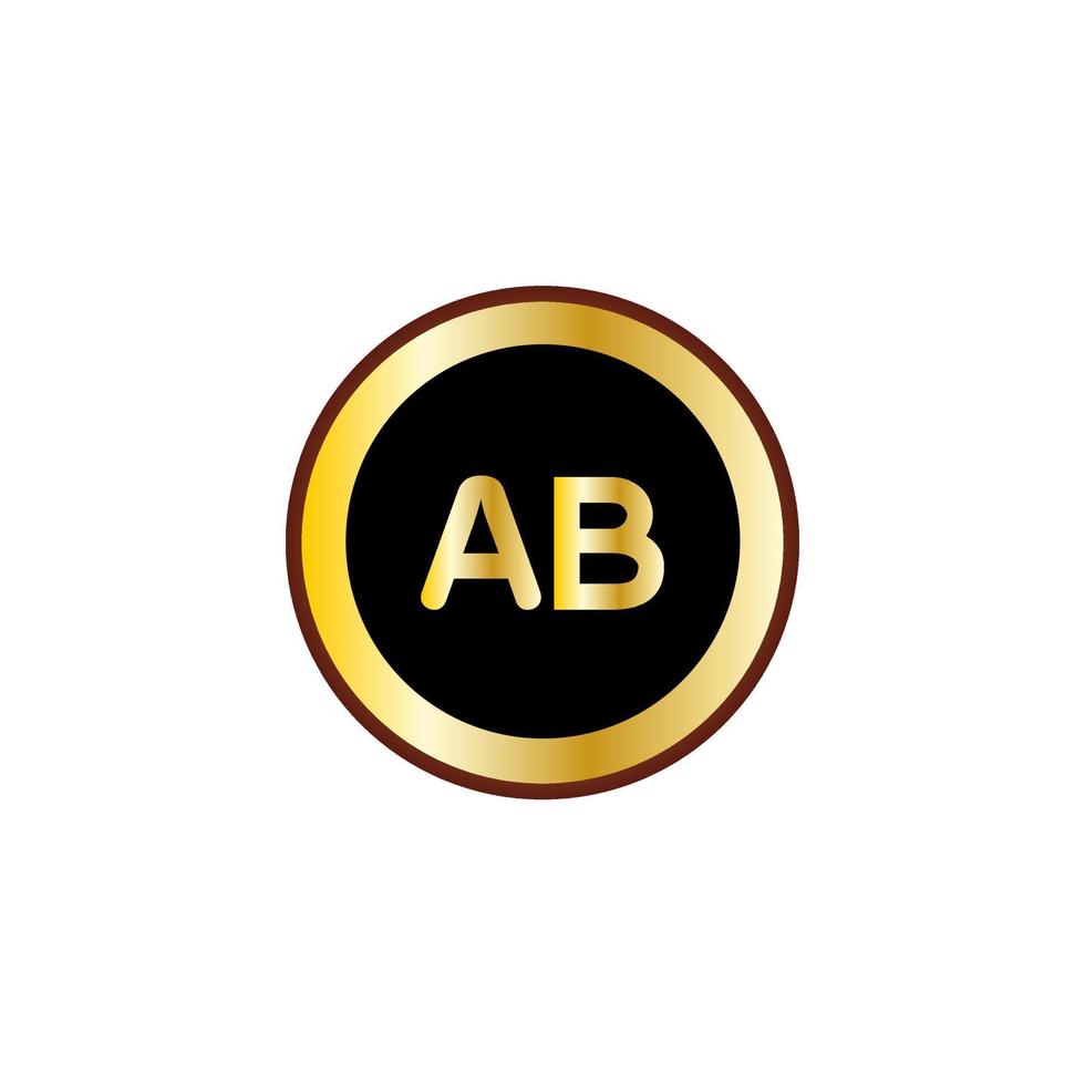 ab bokstav cirkel logotyp design med guld färg vektor