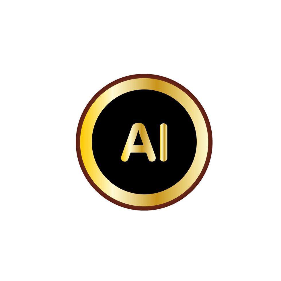 ai-Buchstaben-Kreis-Logo-Design mit goldener Farbe vektor