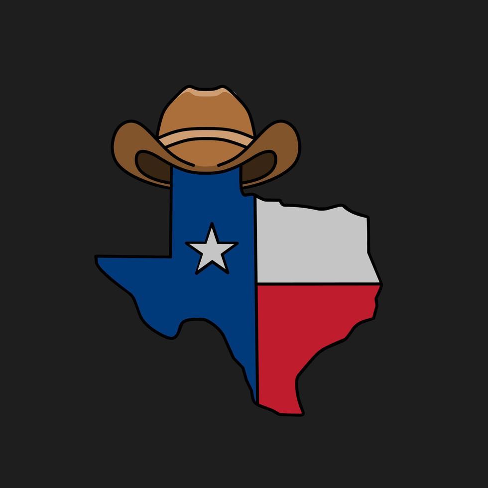 Illustrationsvektor der Texas-Flagge mit Cowboyhut, perfekt für Druck usw. vektor
