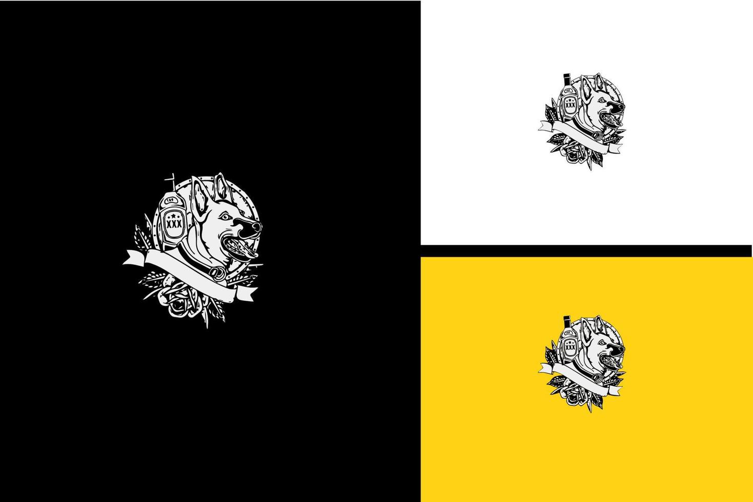 logotyp design av huvudhund arg vektor svart och vitt