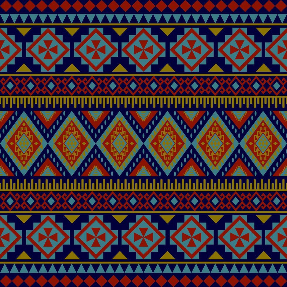 geometrisches ethnisches nahtloses Muster traditionell. design für hintergrund, teppich, tapeten, kleidung, verpackung, batik, stoff, vektorillustration. Stickstil. vektor