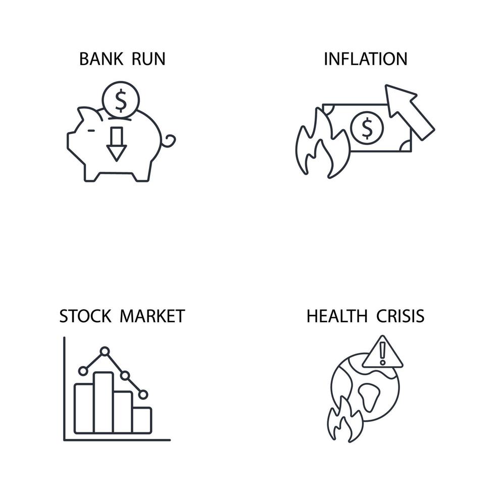 ekonomisk kris ikoner sätter färg. ekonomisk kris pack symbol vektorelement för infographic webben vektor