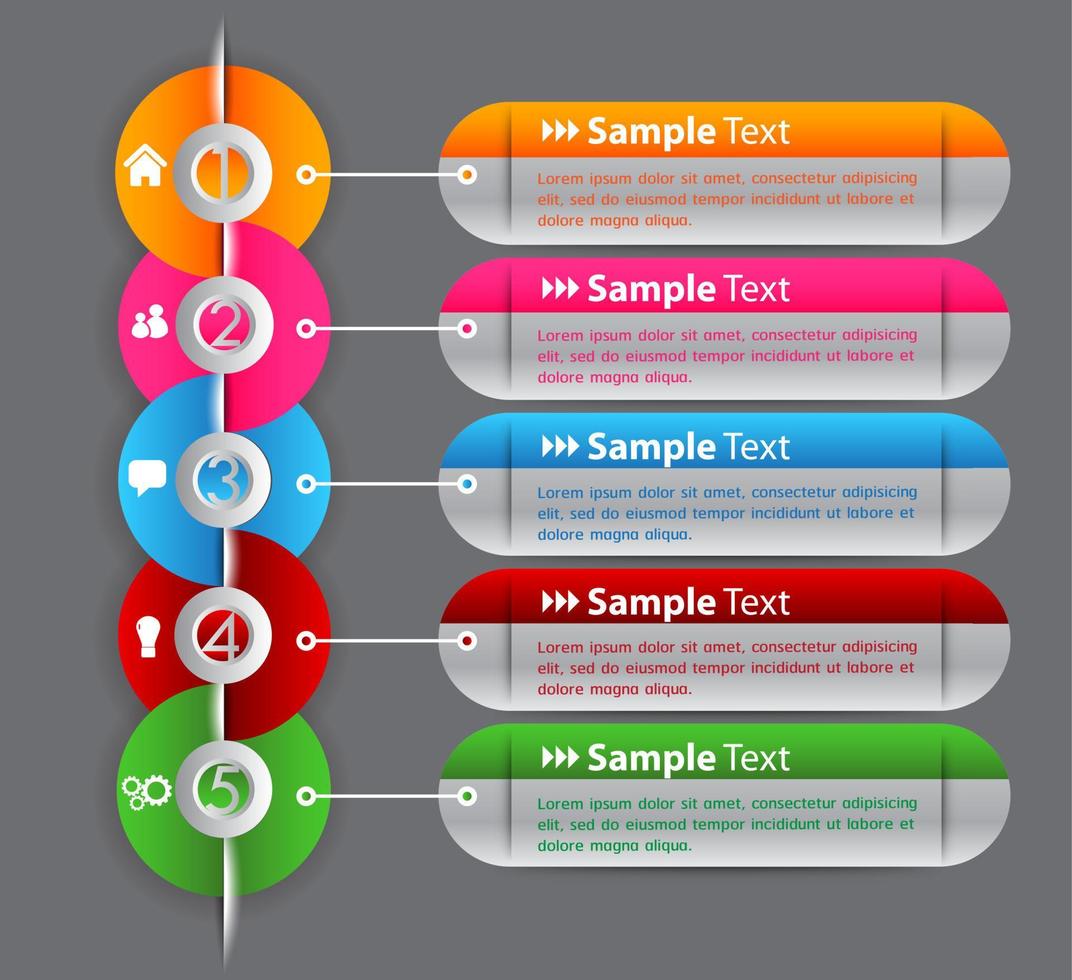 bunte 5-Schritte-Infografik vektor