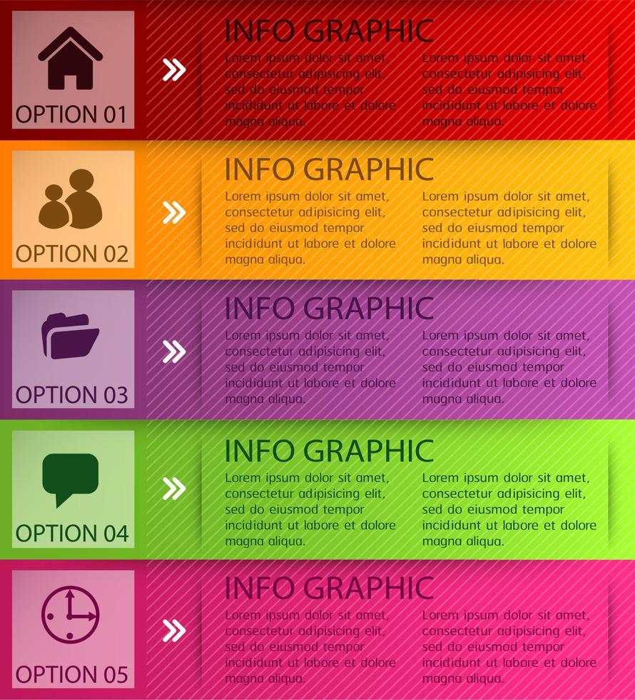 bunte 5-Schritte-Infografik vektor