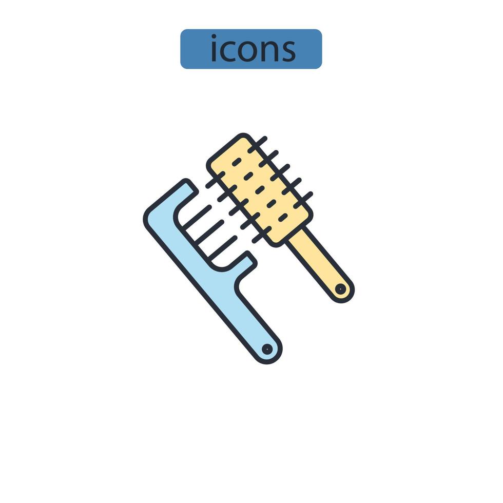 Haarbürstensymbole symbolen Vektorelemente für das Infografik-Web vektor